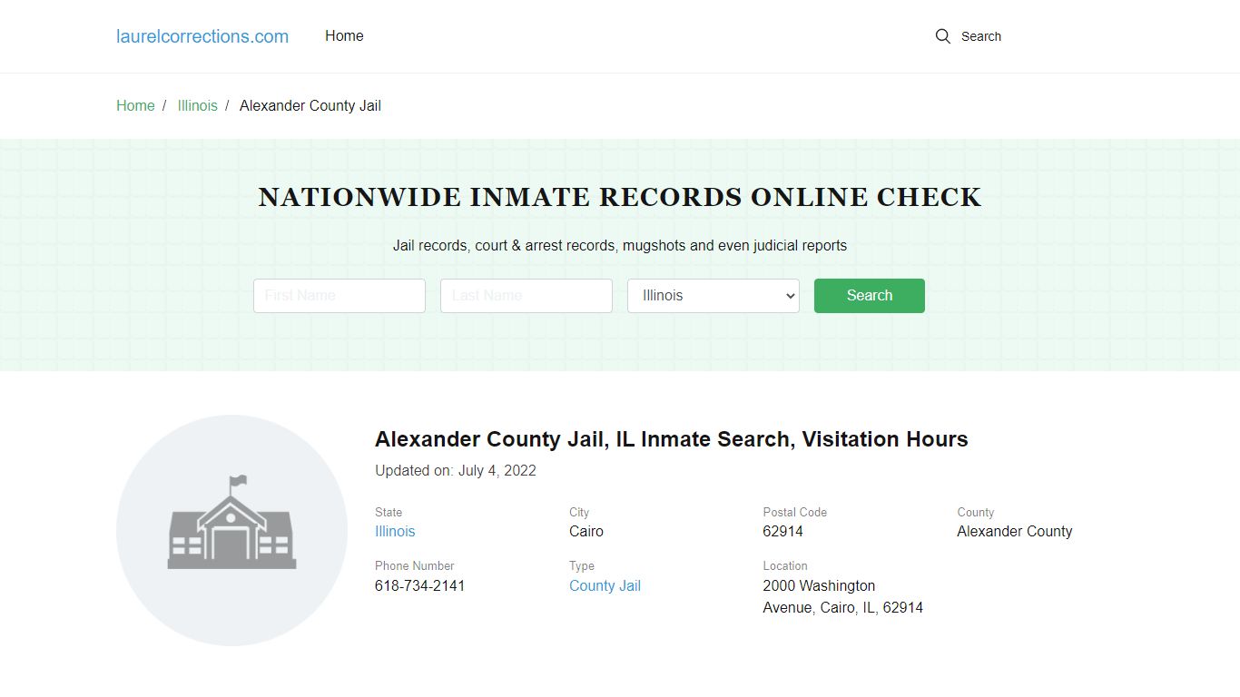 Alexander County Jail , IL Inmate Search, Visitation Hours